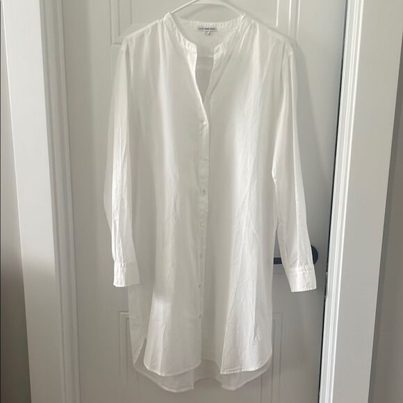 James Perse Classic White Long Sleeve Shirtdress - Picture 1 of 6